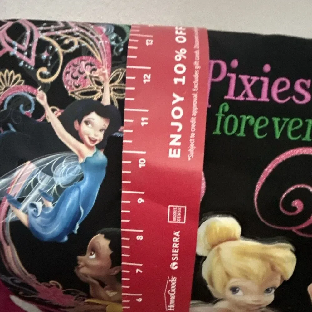 Disney Fairies Tinker Bell Medium Shoulder Bag Black/Pink New tag size 14 x 12”